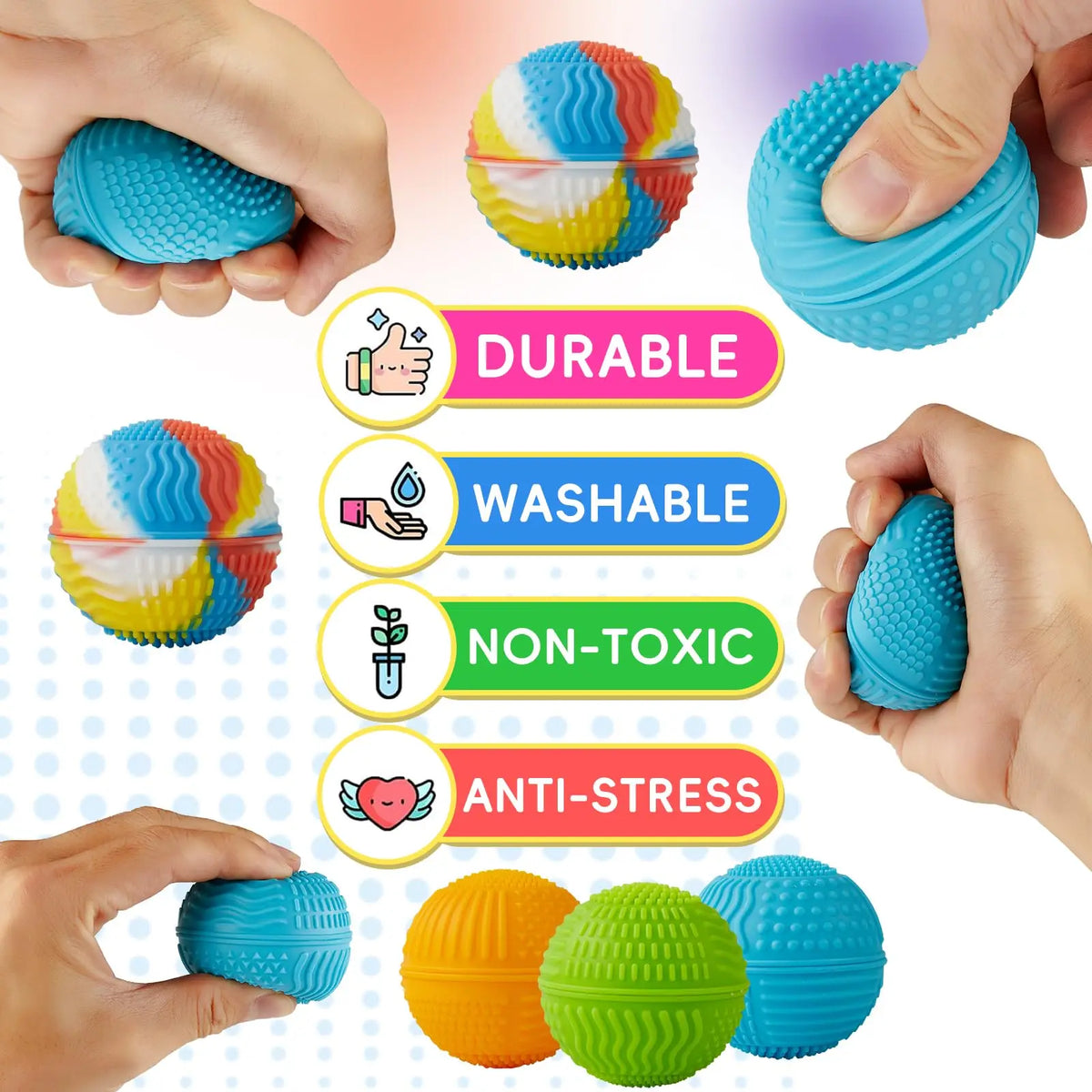 Textured Squeeze Stress Balls - 4 Pack - image 3