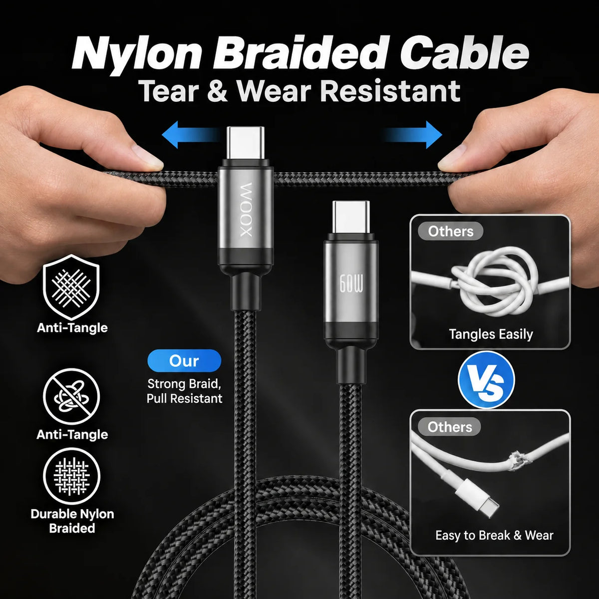 2-Pack USB-C to USB-C Braided Cable 60W - 1m - image 3
