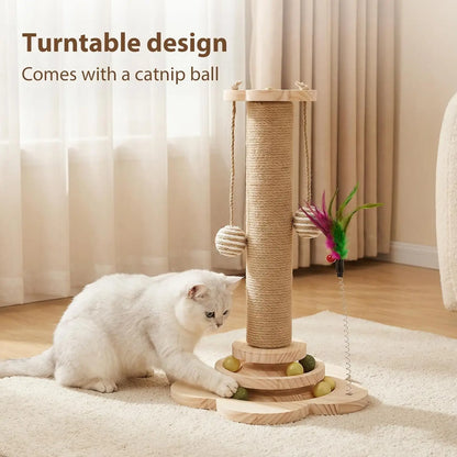 4-in-1 Cat Scratching Post with Track Balls & Feather – 46cm