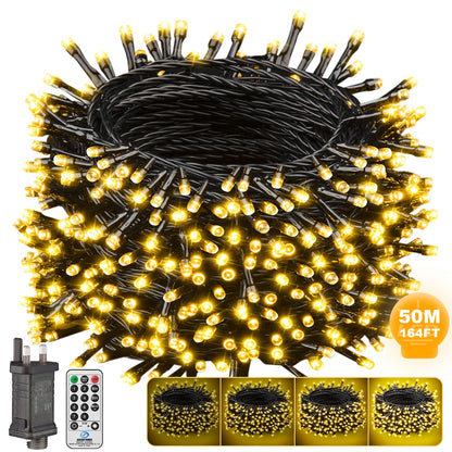 50m Outdoor Christmas String Lights – 500 LED, Remote