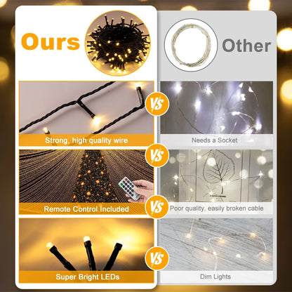 50m Outdoor Christmas String Lights – 500 LED, Remote