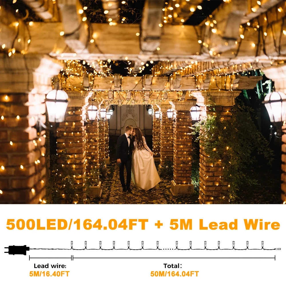 50m Outdoor Christmas String Lights – 500 LED, Remote