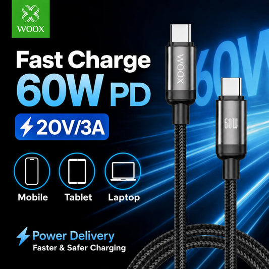 2-Pack USB-C to USB-C Braided Cable 60W - 1m