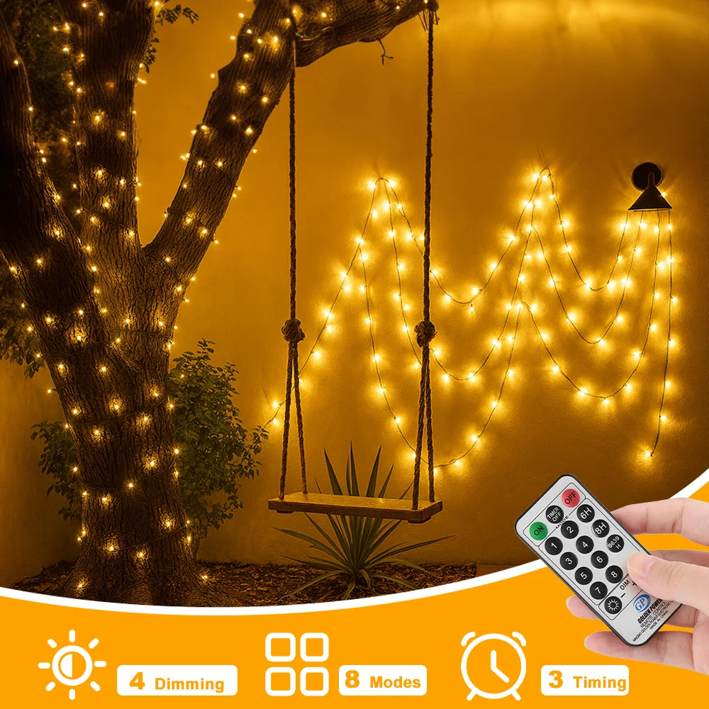 50m Outdoor Christmas String Lights – 500 LED, Remote
