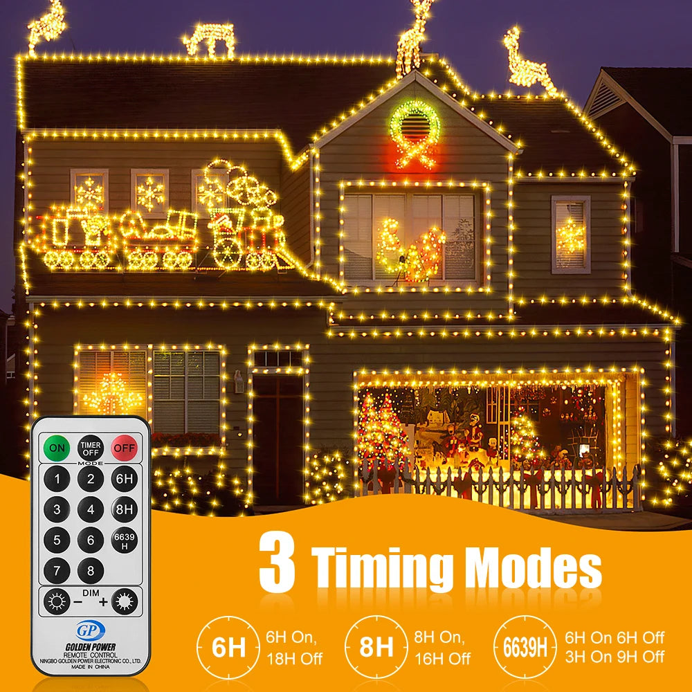 50m Outdoor Christmas String Lights – 500 LED, Remote