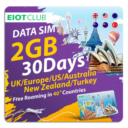 EIOTCLUB Prepaid Europe Data SIM Card - 30 Days