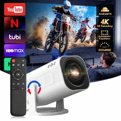 Xgody Gimbal 3 Pro Mini Projector - 4K, WiFi 6, Android