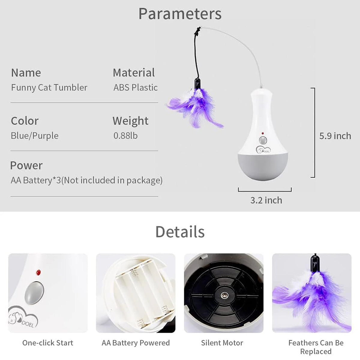 Automatic Spinning Feather Cat Toy