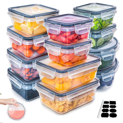 12-Piece Sealed Fridge Storage Boxes with Lids