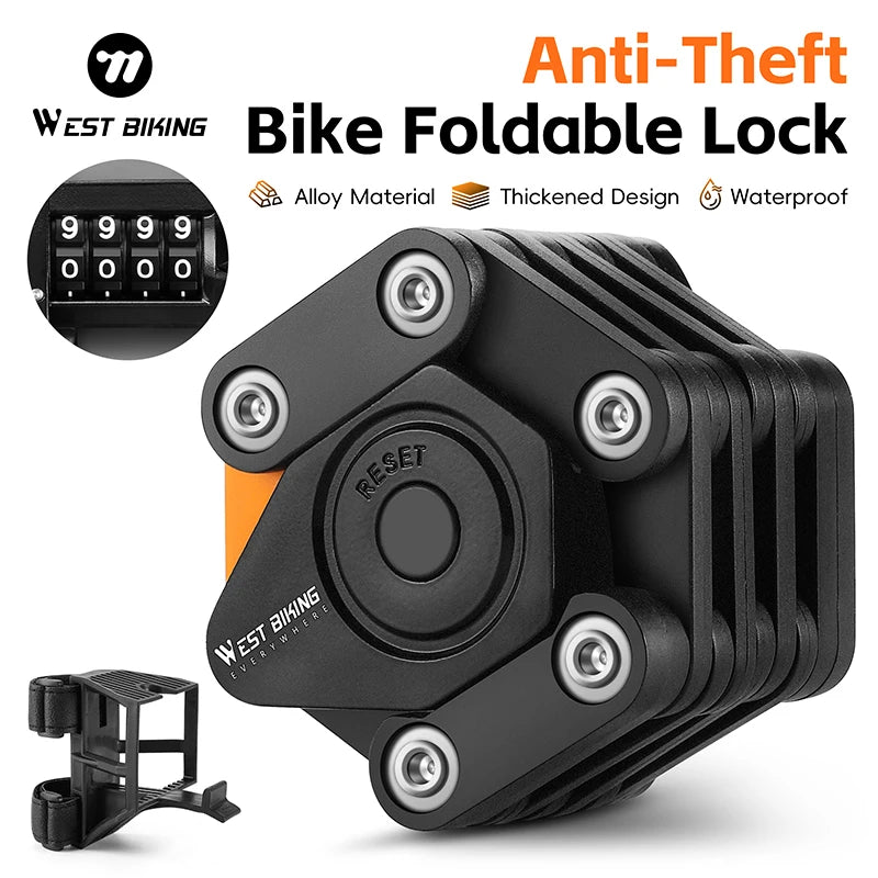 WEST BIKING Folding Combination Bike Lock