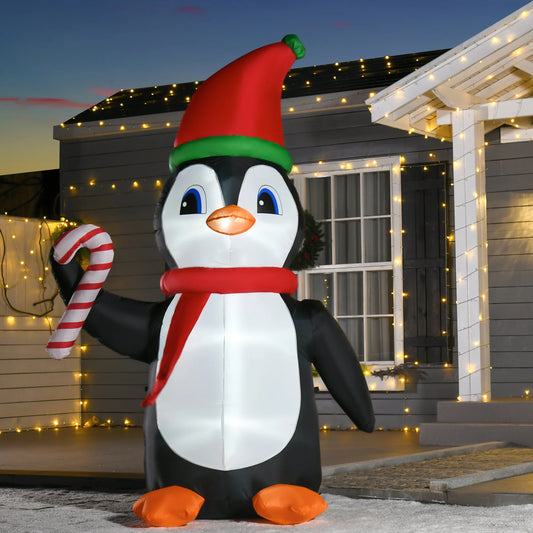 8ft Inflatable Christmas Penguin with LED Lights