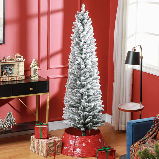 6ft Slim Pencil Christmas Tree – Snow Flocked Tips