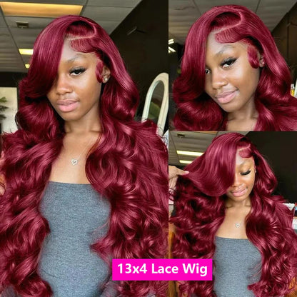99J Burgundy Body Wave Lace Front Human Hair Wig - image 3