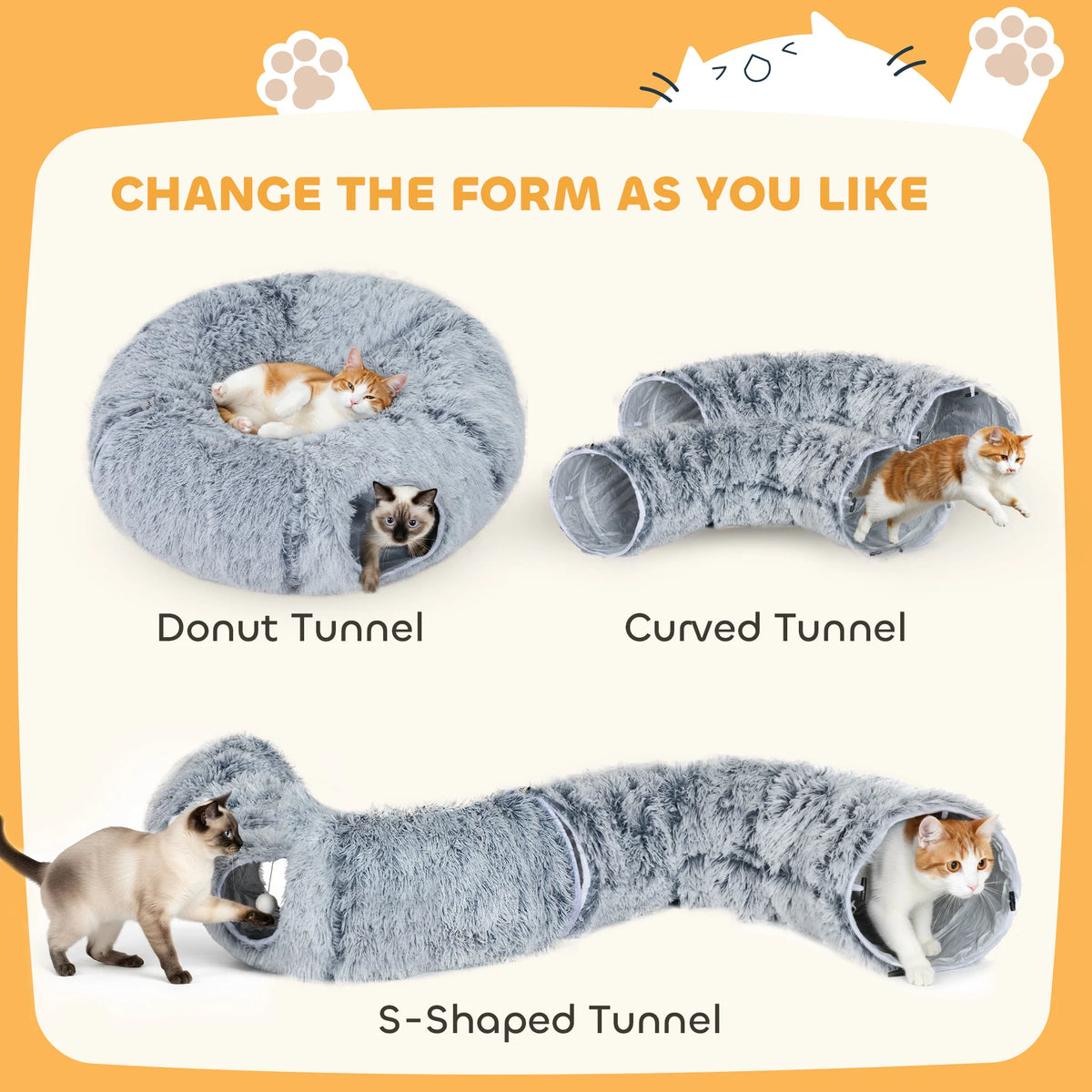 Cat Donut Tunnel Bed – Plush, Washable Cushion