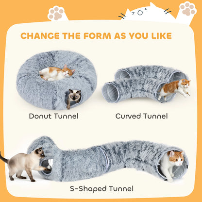 Cat Donut Tunnel Bed – Plush, Washable Cushion