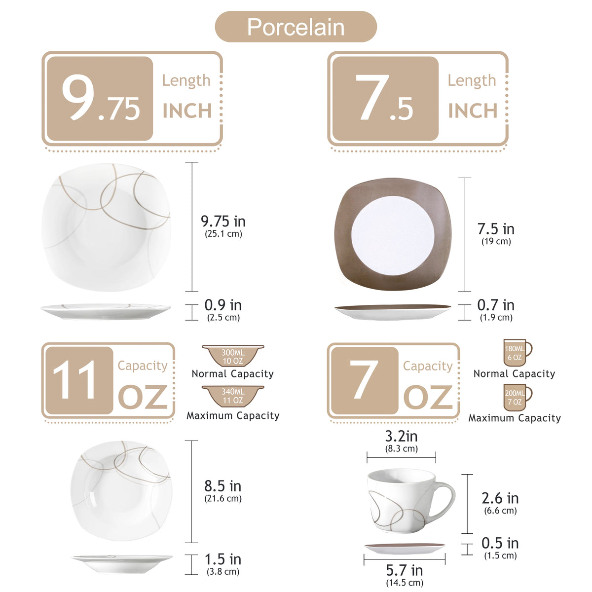 VEWEET 30-Piece Porcelain Dinner Set - image 2