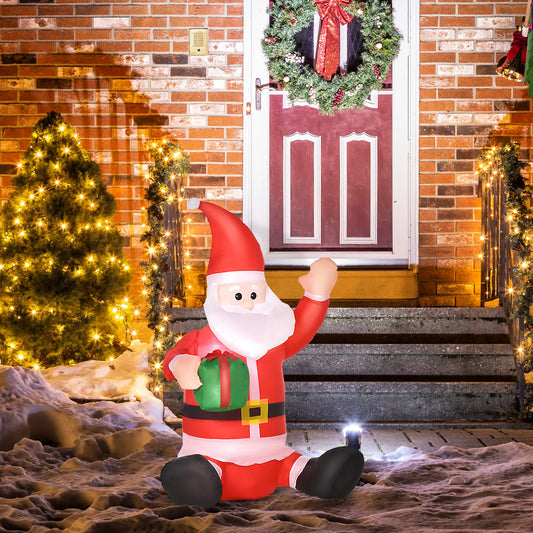 4ft Light-Up Inflatable Santa with Gift Box