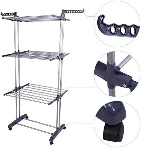 3-Tier Foldable Clothes Airer - 18 Rails - image 2