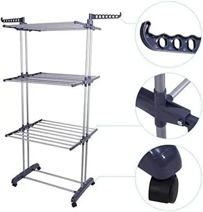 3-Tier Foldable Clothes Airer - 18 Rails - image 2
