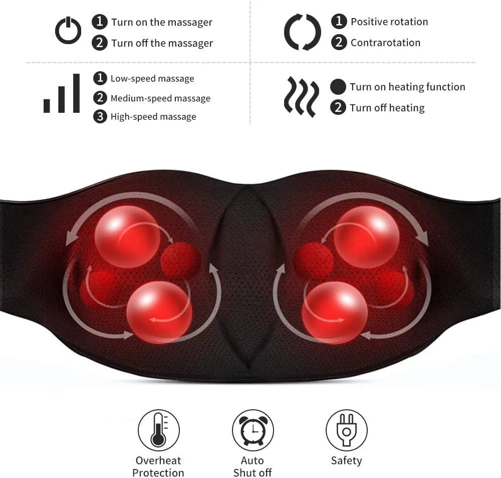 Neck Massager with Heat - Shiatsu Kneading, UK Plug - image 2
