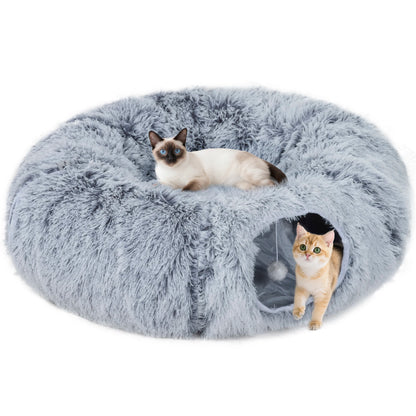 Cat Donut Tunnel Bed – Plush, Washable Cushion