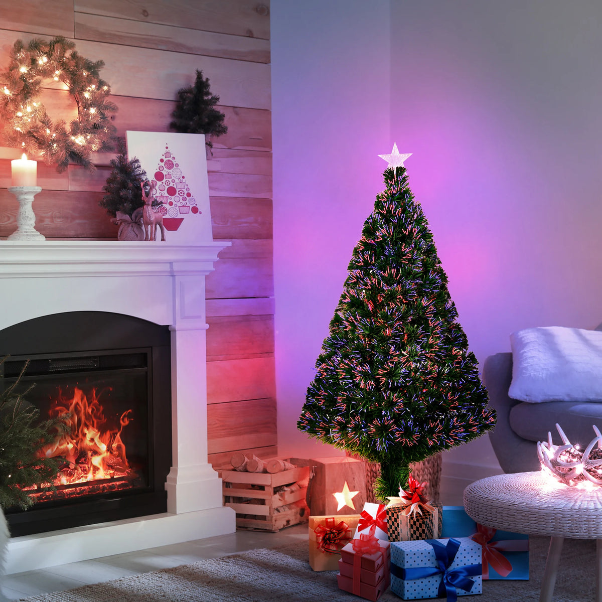 4ft Pre-Lit Fibre Optic Christmas Tree – Colour Changing