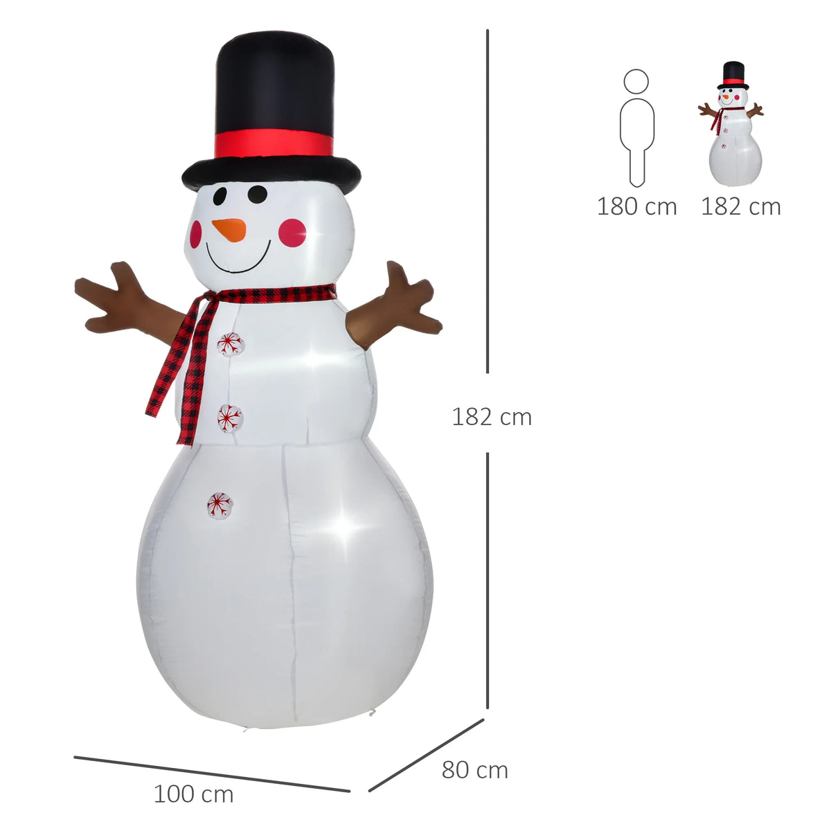 6ft Giant Inflatable Snowman with LED Lights
