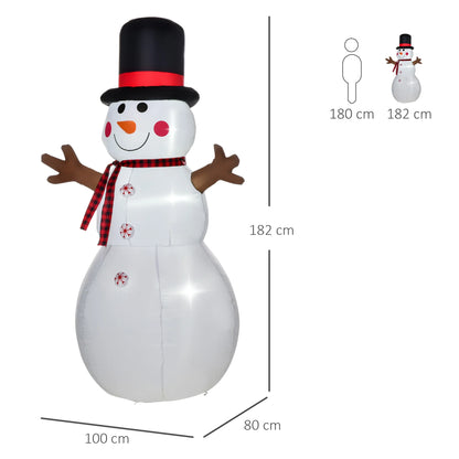6ft Giant Inflatable Snowman with LED Lights