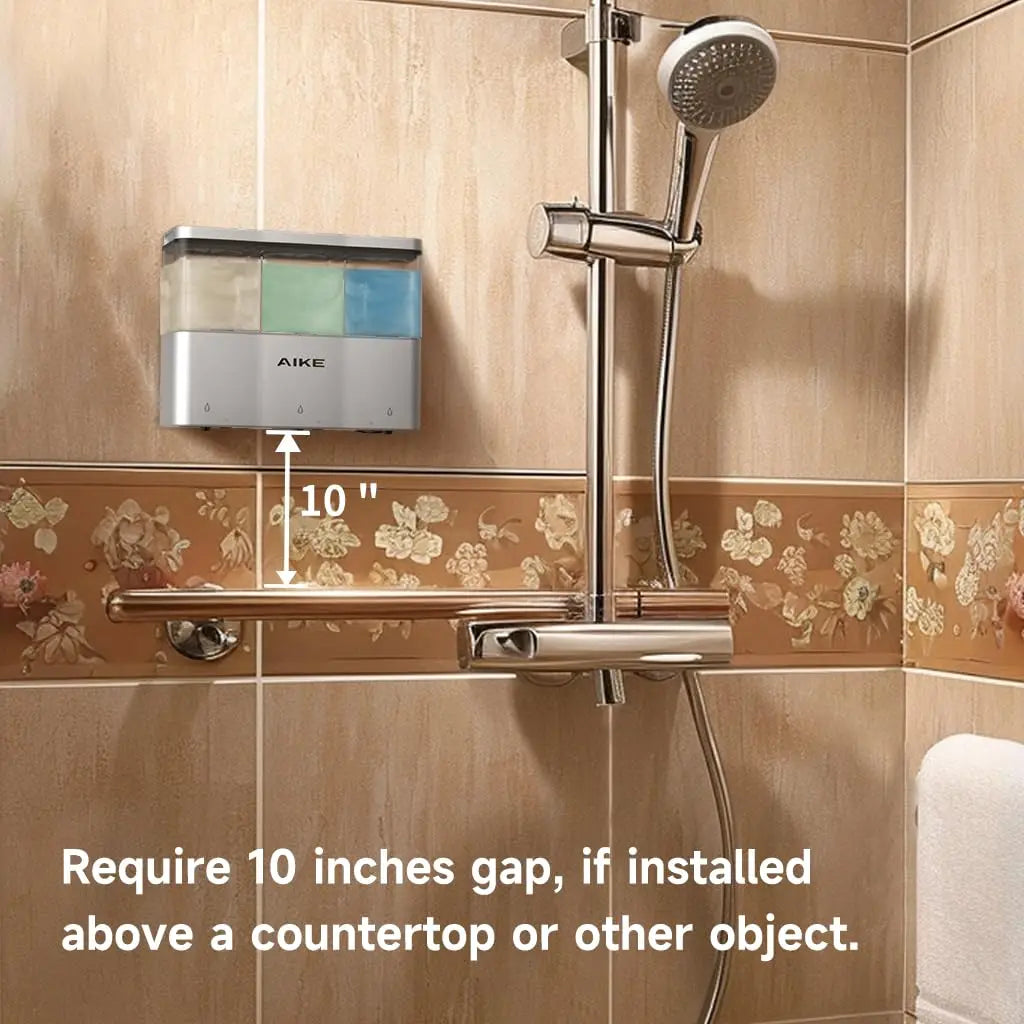 AIKE Touch-Free Triple Soap Dispenser - Wall Mounted, No Drilling - image 2