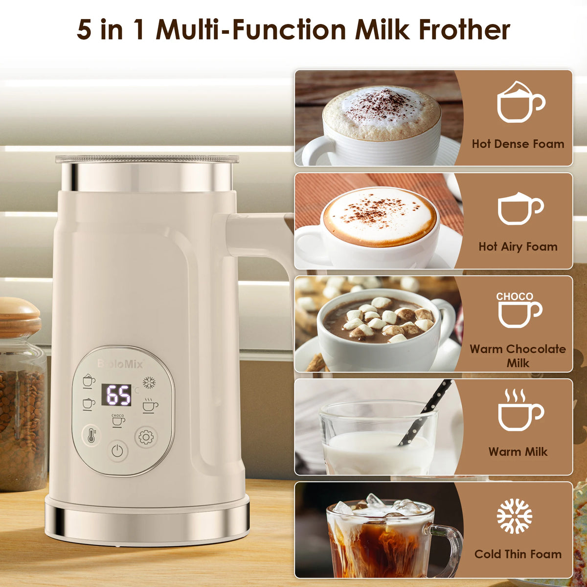 BioloMix 5-in-1 Milk Frother with LED Touch Screen - image 2