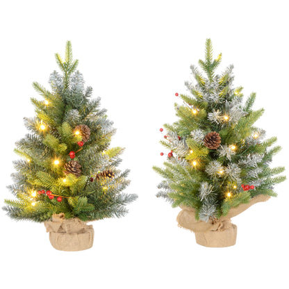 2ft Pre-Lit Tabletop Christmas Trees – Set of 2