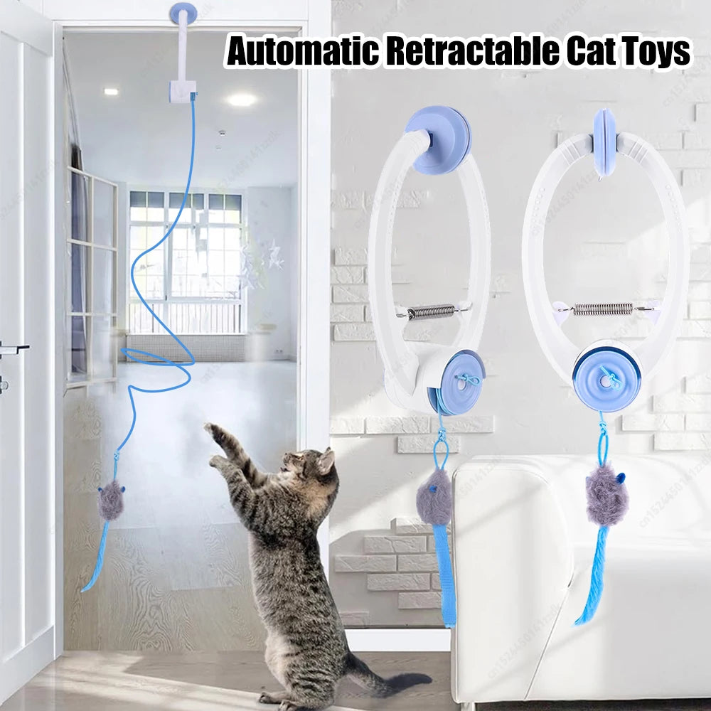 Door-Hanging Bouncing Mouse Cat Toy – 3 Catnip Mice
