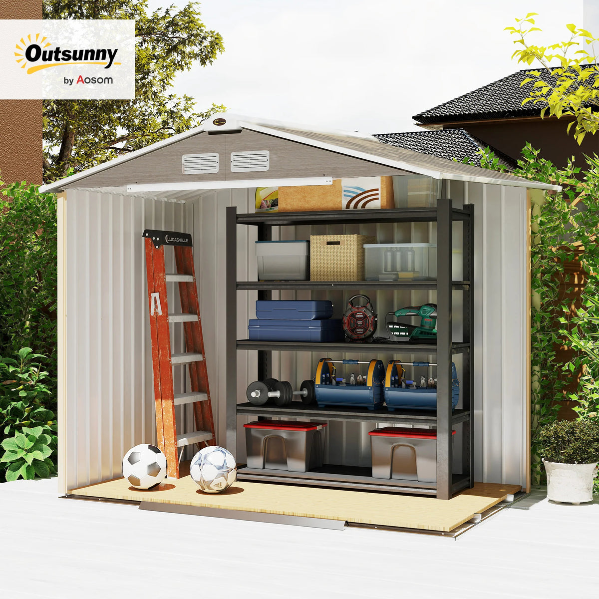 Outsunny 7 x 4ft Garden Shed with Lockable Door & Foundation Kit - image 3