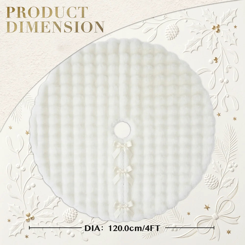 120cm Faux Fur Christmas Tree Skirt – Plush White