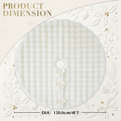 120cm Faux Fur Christmas Tree Skirt – Plush White