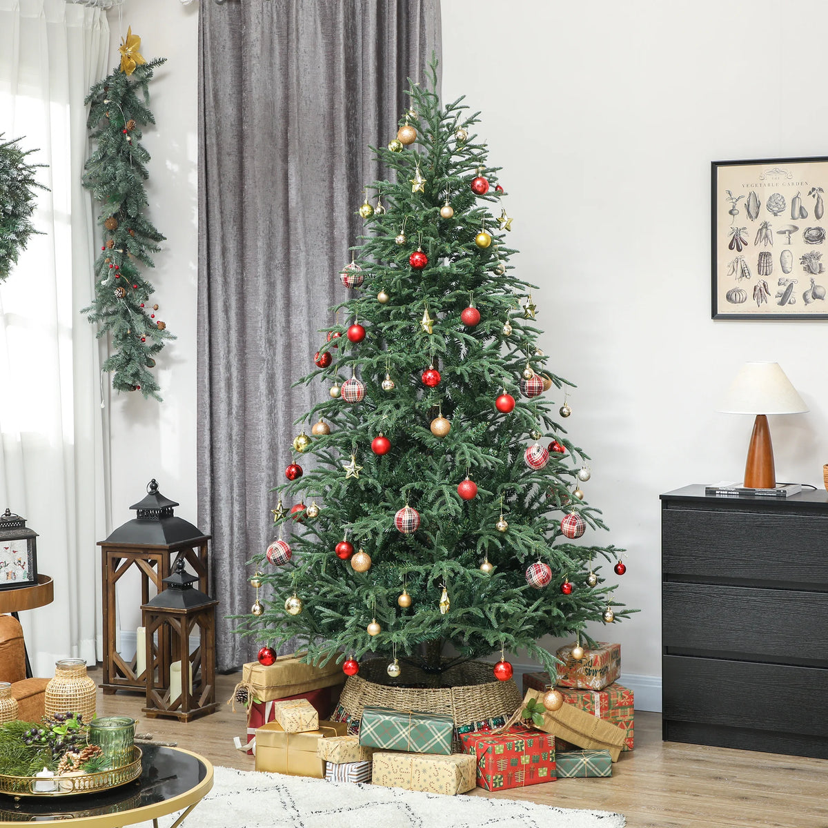 7ft Full Spruce Artificial Christmas Tree – 2942 Tips, Hinged Branches