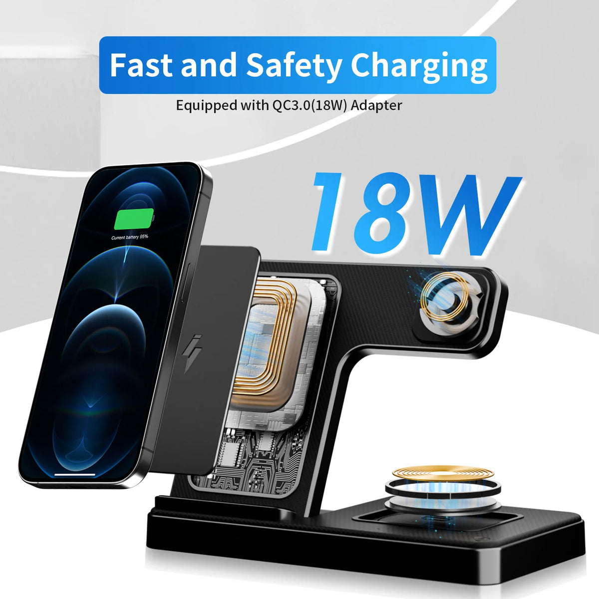 3-in-1 Wireless Charging Station - iPhone, Watch & AirPods - image 2