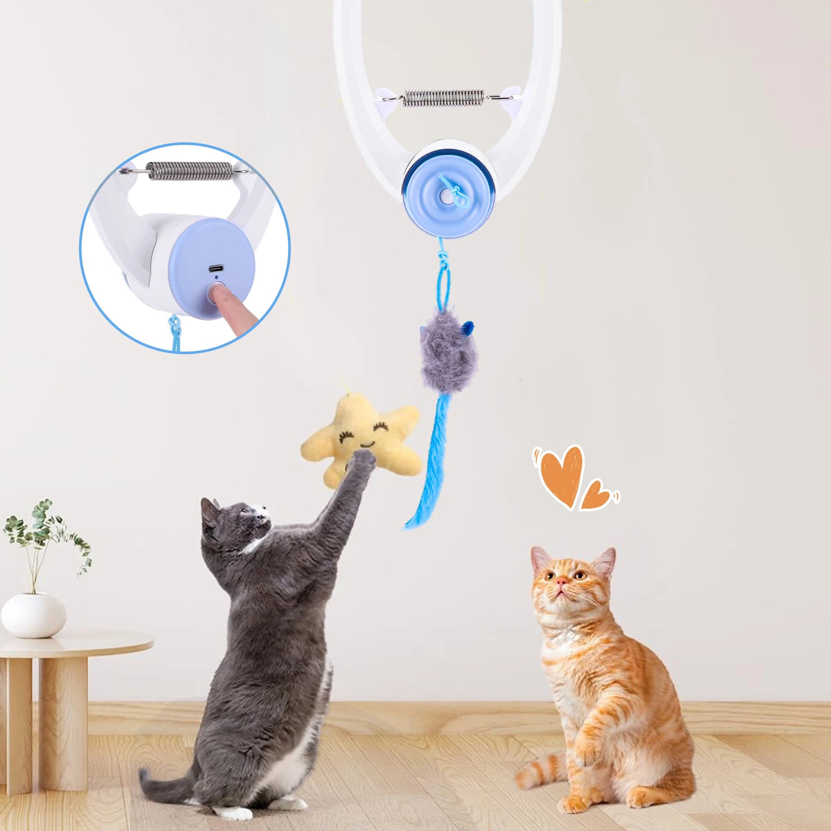 Door-Hanging Bouncing Mouse Cat Toy – 3 Catnip Mice
