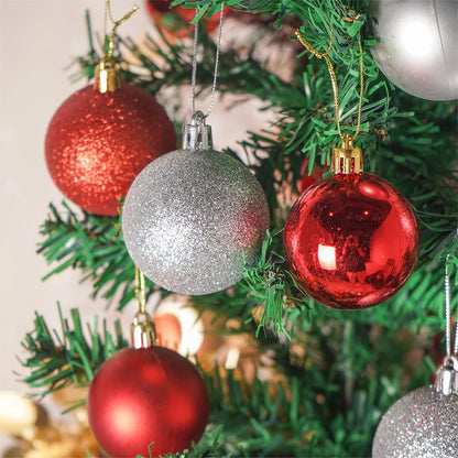 35-Piece Red & Silver Christmas Bauble Set – Shatterproof