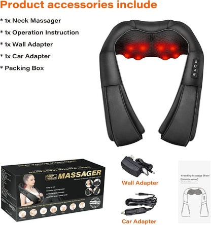 Neck Massager with Heat - Shiatsu Kneading, UK Plug - image 6