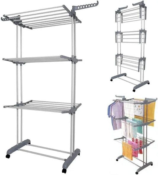 3-Tier Foldable Clothes Airer - 18 Rails