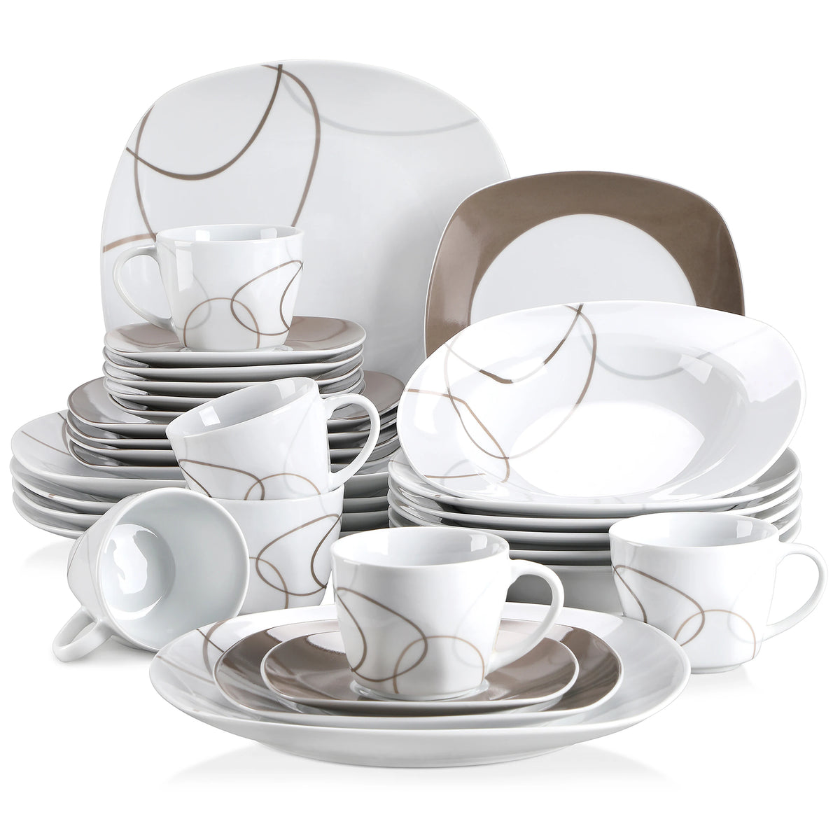 VEWEET 30-Piece Porcelain Dinner Set