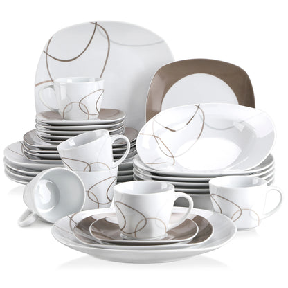 VEWEET 30-Piece Porcelain Dinner Set