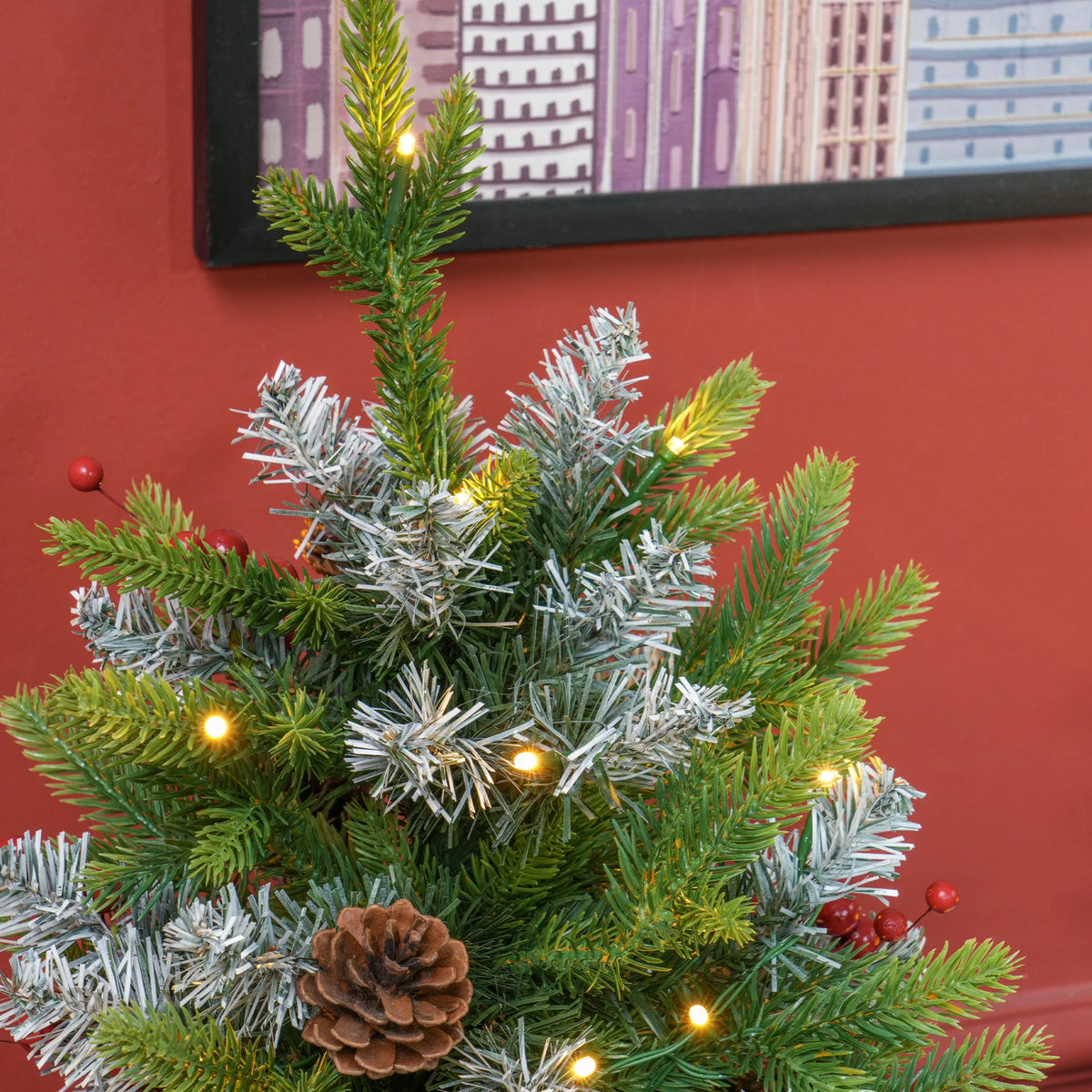 2ft Pre-Lit Tabletop Christmas Trees – Set of 2