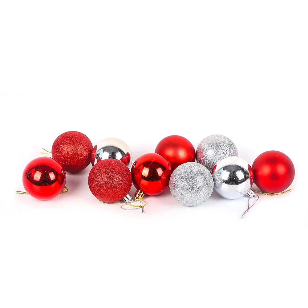 35-Piece Red & Silver Christmas Bauble Set – Shatterproof