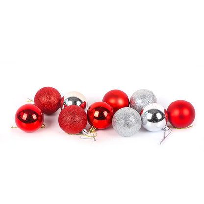 35-Piece Red & Silver Christmas Bauble Set – Shatterproof