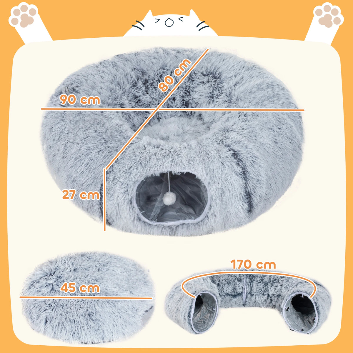 Cat Donut Tunnel Bed – Plush, Washable Cushion
