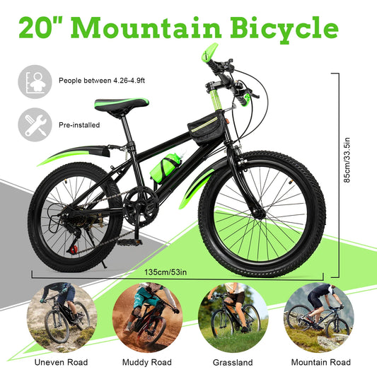 20in Kids Mountain Bike - 7 Speed, Dual Disc Brakes