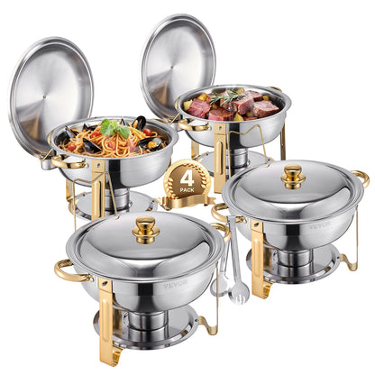 SucceBuy 4-Pack Stainless Steel Chafing Dish Buffet Set