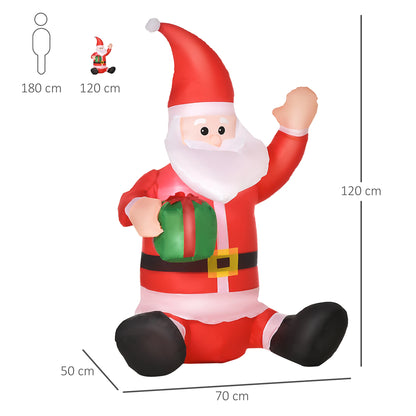 4ft Light-Up Inflatable Santa with Gift Box